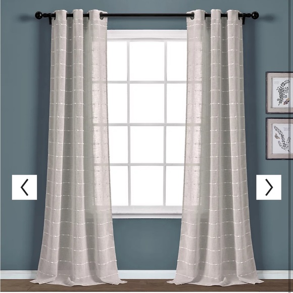 Brand new pair of Semi sheer beige Farmhouse textured curtain panels 38x84 - Picture 1 of 8